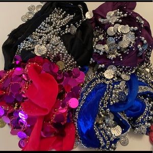 4x Belly dance hip scarfs bundle 💃🏼